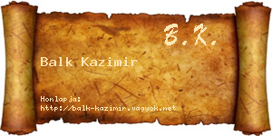 Balk Kazimir névjegykártya